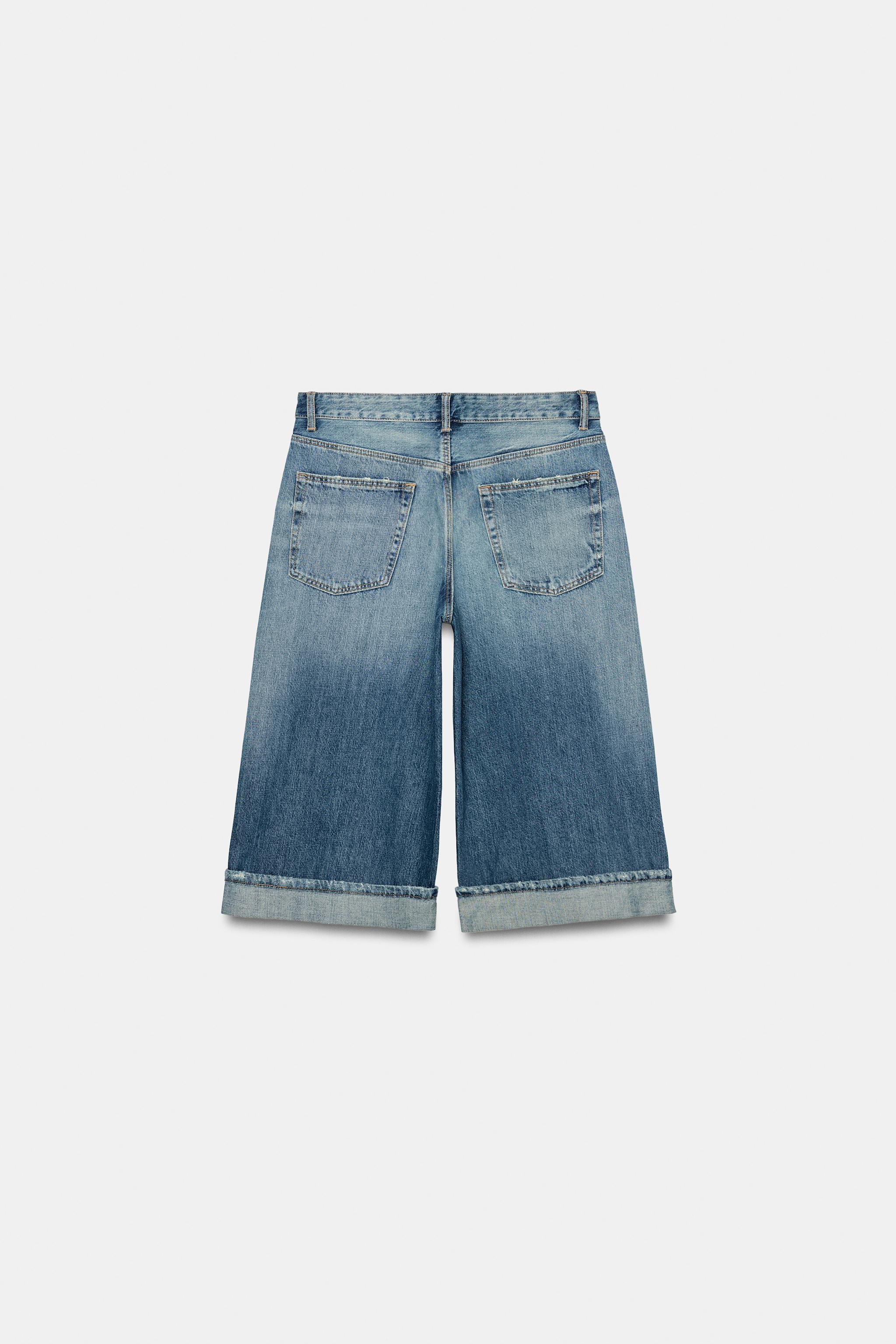 MID-RISE TRF RIPPED DENIM JORTS